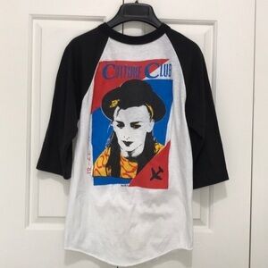 Vintage 1983 Culture Club Tee 3/4 Raglan Sleeves Boy George Sz M Unisex White